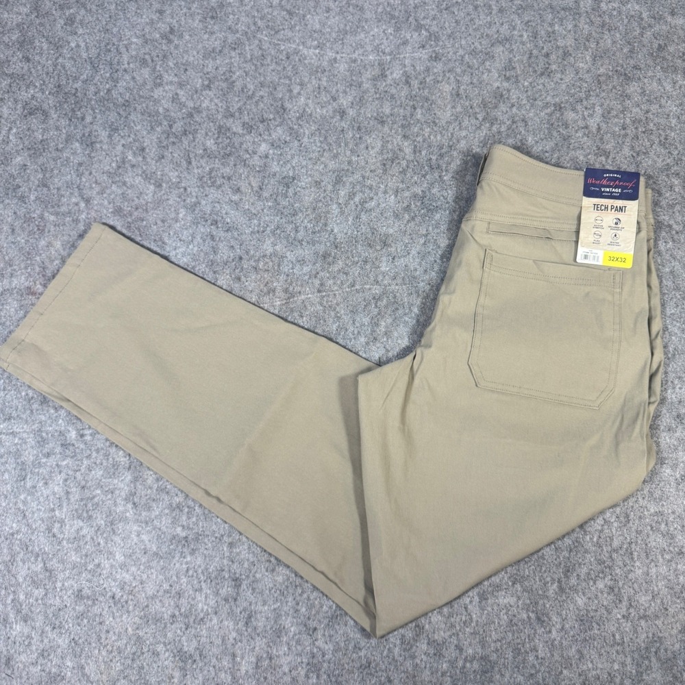 Weatherproof Vintage Mens Tech Pant Tan Khaki Stretch Water Resistant 32x32